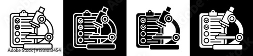 Research Icon In Flat Version On Black And White Background