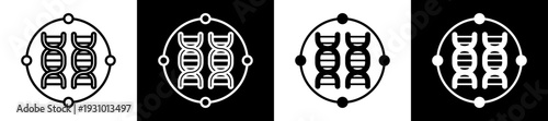 Dna Icon In Flat Version On Black And White Background