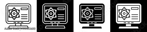 Computer Science Icon In Flat Version On Black And White Background