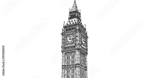 Big Ben clock tower London black and white architecture