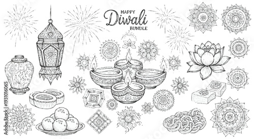 Diwali celebration with fireworks and decorations Happy Diwali festival of lights