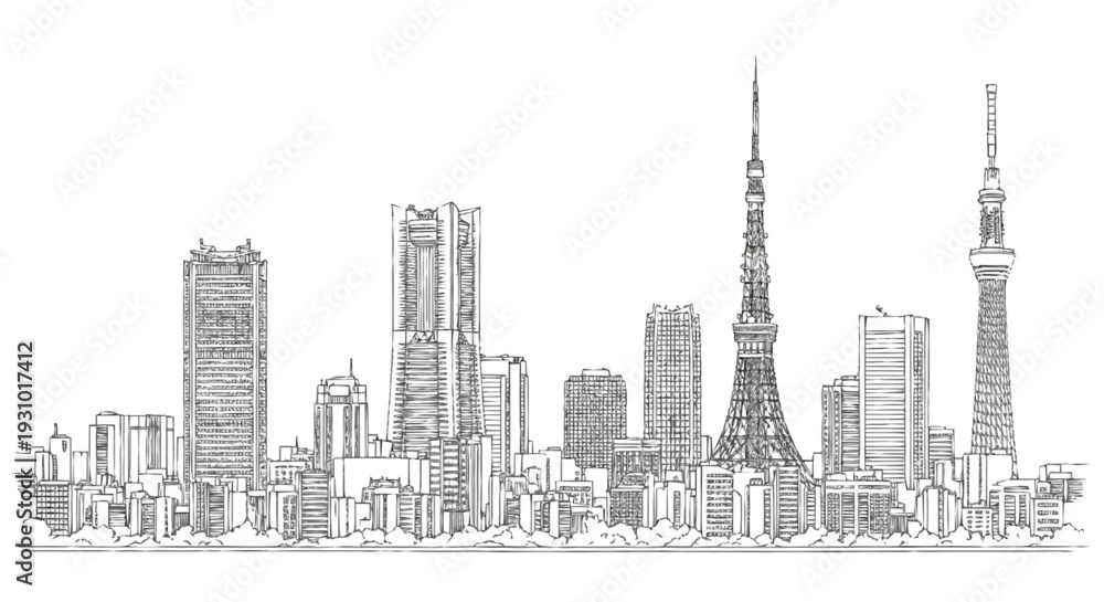 Obraz premium Tokyo cityscape with skyscrapers and towers buildings