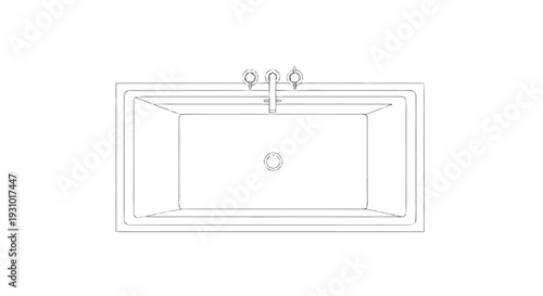 View of rectangular sink with faucet and handles