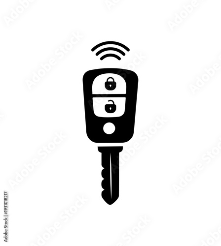 Car key remote icon with wireless signal symbol representing modern vehicle technology, remote locking system, smart car access, and automotive security.