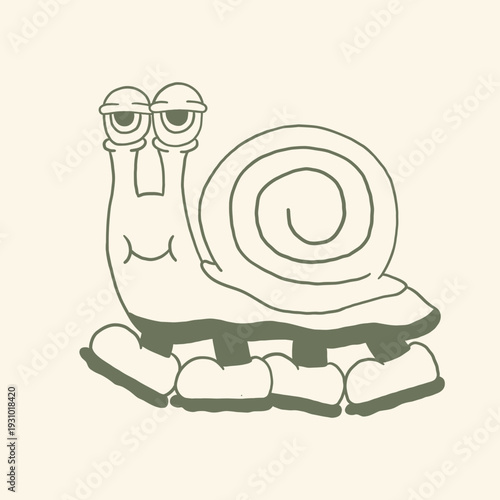 snail character wearing shoes children cartoon illustration