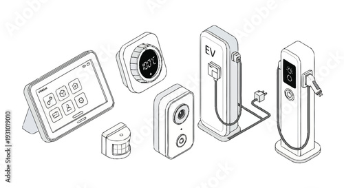 Electric vehicle charging station components and smart home devices EV charger smart plug