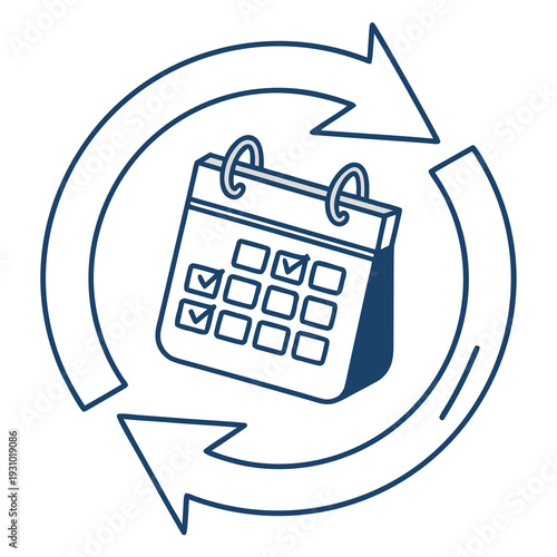 Recurring Subscription Line Icon – Automatic Payment Cycle, SaaS Billing Outline Vector