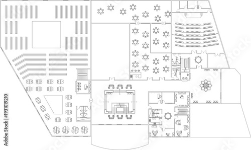 Architectural master plans, building layouts, gym equipment, sauna designs, fountain details, IT hardware, furniture, and technical CAD notations.