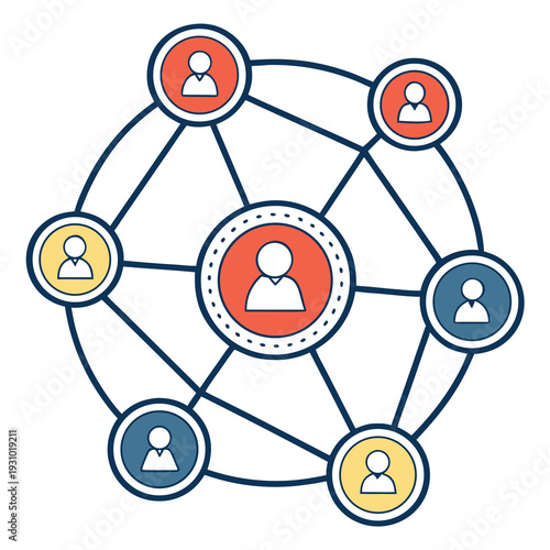 Team Collaboration Network Icon – Connected People Communication Vector