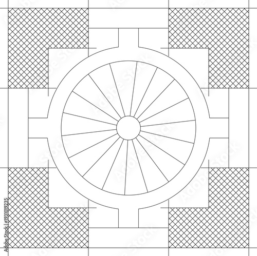 Technical vector drawings of gym equipment, sauna layouts, spa tubs, grand pianos, luxury beds, door openings, IT hardware, and architectural symbols.