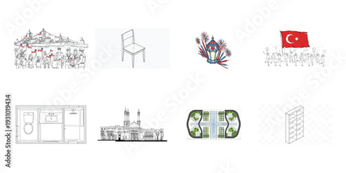 Architectural of chair toilet sink building facade and city scenes architectural chair