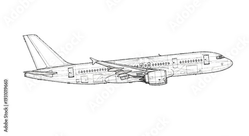 Airplane side view with windows and engines aircraft