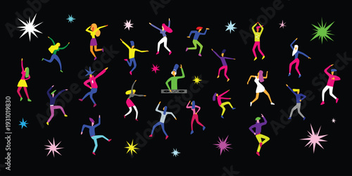   Dancing people music party vector illustration