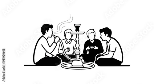 People smoking shisha vector ilustration 