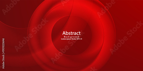 Abstract red background with glowing curve lines. Modern shiny red gradient geometric circle lines pattern. Suit for banner, web, brochure, pamflet and presentation
