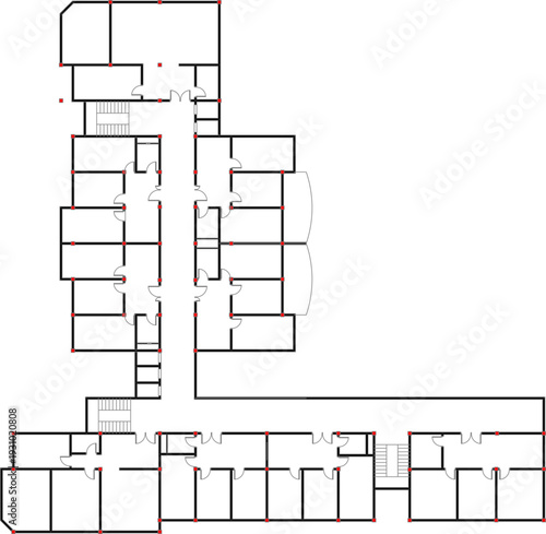Technical vector drawings for interior design, including kitchen appliances, cutlery sets, dining layouts, and balustrades.