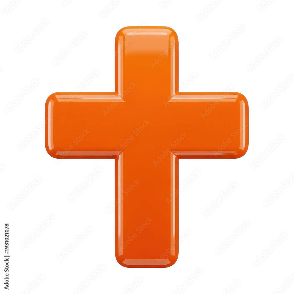 Fototapeta premium A vibrant orange cross symbol on a white background