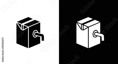 Box with plug socket icon in black and white light and dark mode