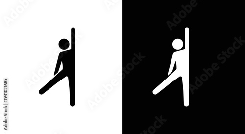 Pole dancing silhouette icon in black and white light and dark mode