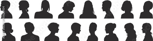 Female Head and Shoulder Silhouettes Keywords: female, silhouette, head, shoulder, profile