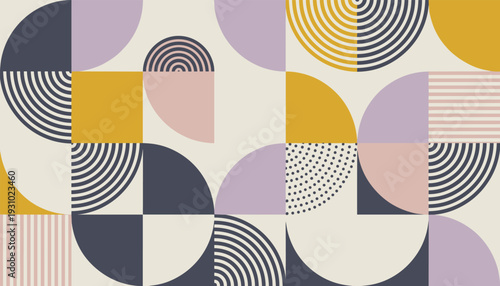Geometric Abstract Pattern With Circles And Squares