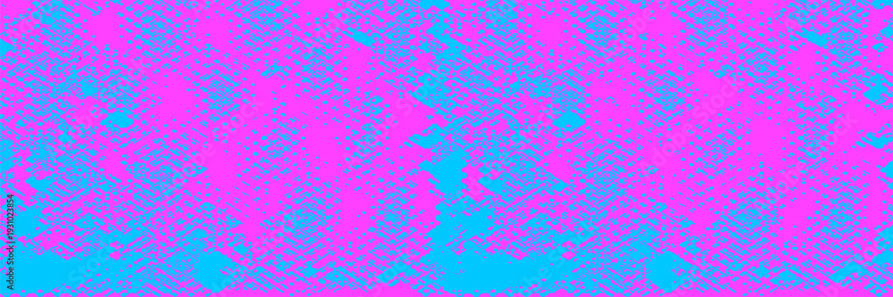 Obraz premium Halftone bright color vector art background for cover design, poster, banner, flyer and cards. Colorful abstract modern design. Pink and blue dots. Futuristic retro illustration.