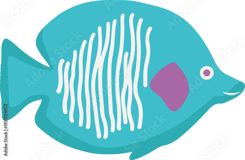 Tropical angelfish vector illustration for coral reef theme, sea life vector illustration Perfect for marine life education, summer beach themes, nautical patterns, or coastal vacation branding. 