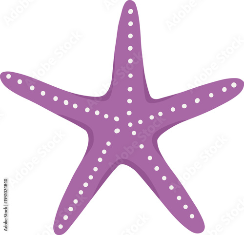 sea star (starfish), vector illustration, purple, modern flat design. Perfect for marine life education, summer beach themes, nautical patterns, or coastal vacation branding. 