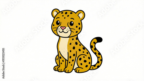 Cute Little Cheetah Cub Sitting Vector Illustration Cartoon Animal