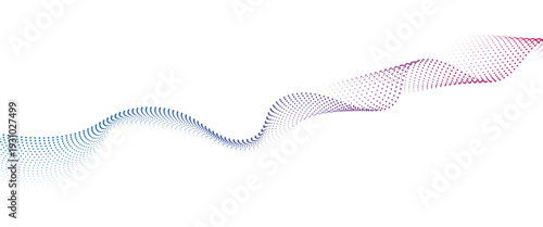 Flowing Dot Wave halftone gradient pattern on transparent background
