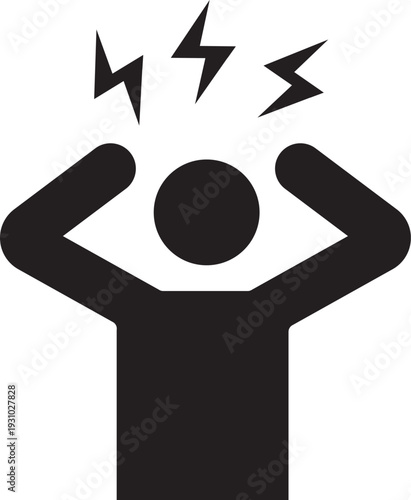 Person experiencing stress or anxiety with lightning bolts