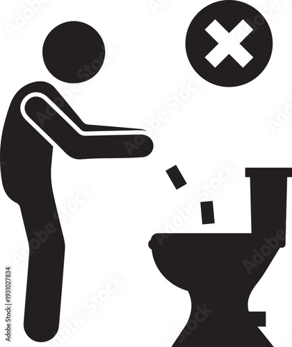 Do not throw anything in the toilet icon
