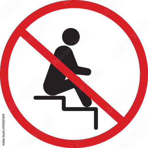 No Sitting on Stairs Prohibition Sign Icon