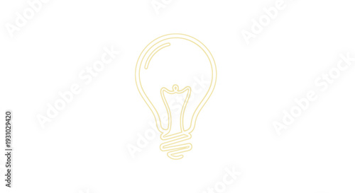 Minimalist light bulb outline, symbol of idea, innovation, and creativity on white background