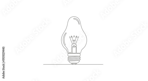 Minimalist line art of a classic incandescent light bulb, symbolizing ideas and innovation.