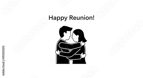 Happy Reunion Embrace: Couple Hugging Affectionately, Celebrating Togetherness