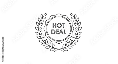 Hot Deal Stamp with Laurel Wreath - Best Offer, Discount, Sale, Award Badge