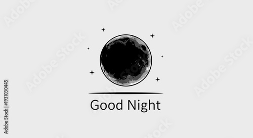 Good Night Moon and Stars Minimalist Illustration