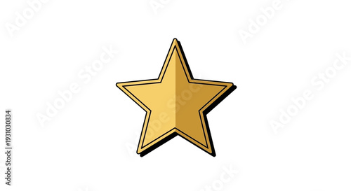 Golden Star Award Icon - Shiny Five-Pointed Star Emblem on White Background