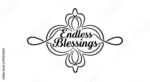 Endless Blessings Calligraphy Logo with Elegant Swirls and Ornate Design
