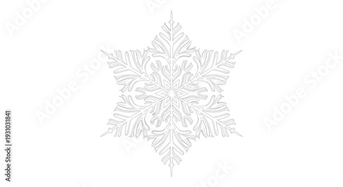 Elegant White Snowflake Ornament, Intricate Design, Winter Holiday Decoration, Isolated on White Background