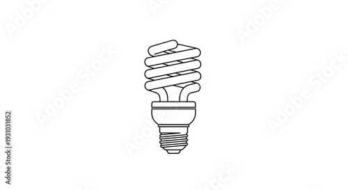 Energy Saving Light Bulb Icon, Compact Fluorescent Lamp (CFL) Outline