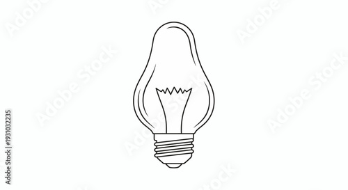 Vintage Incandescent Light Bulb Outline Icon, Retro Filament Lamp Symbol