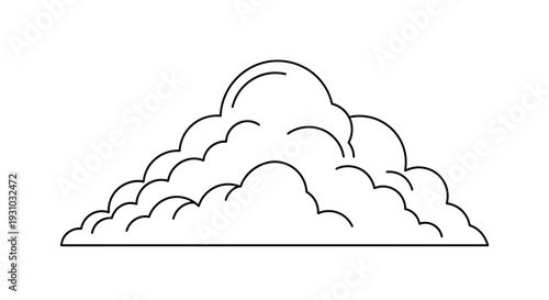 Stylized Cumulus Cloud Outline, Simple Line Art, Minimalist Sky Element