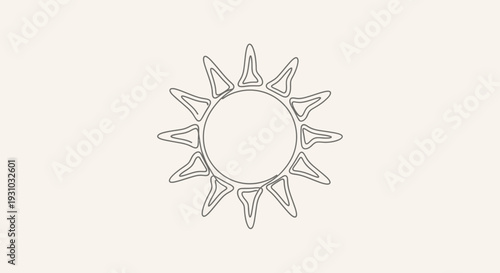 Stylized Sun Icon, Simple Line Art, Minimalist Solar Symbol, Celestial Graphic