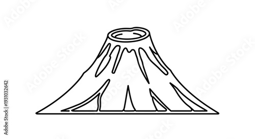 Stylized Volcano Outline Icon, Minimalist Mountain Peak, Simple Line Art