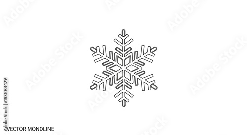 Monoline Snowflake Icon Vector Illustration