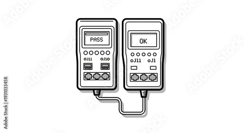 Network Cable Tester Device Showing Pass and OK Status