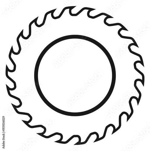 Circular Saw Blade SVG Icon, Minimalist Outline Vector for Carpentry and Woodworking, Industrial Tool Design Asset, Black and White Sun-Like Geometric Logo, Construction Equipment Graphic