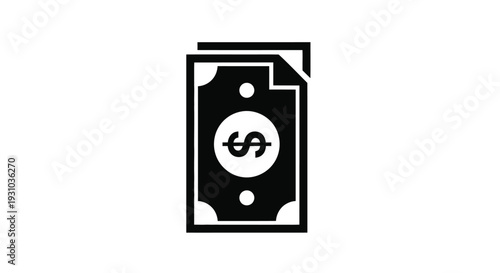Simple black icon depicting a dollar bill with a folded corner